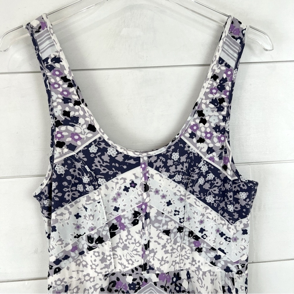Sleeveless Floral Mini Dress in White and Purple